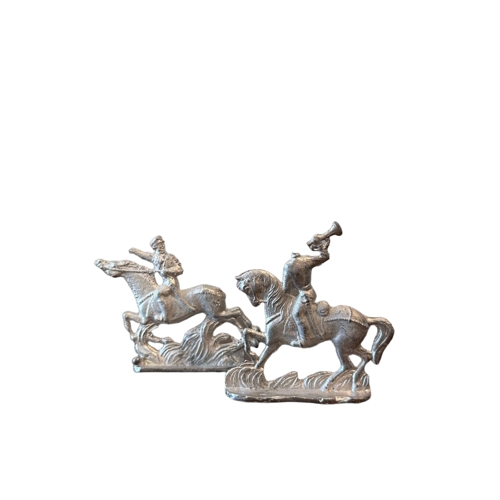 Antique Cast Metal Cavalry Figurines Set Lot of 2